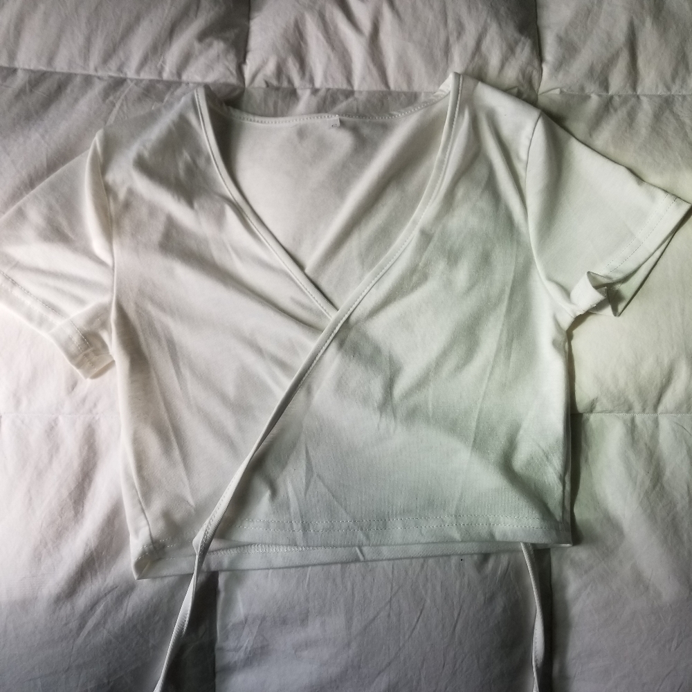 White wrap shirt Shein small